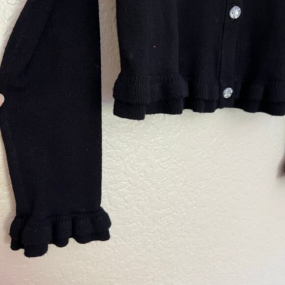Milly Minis Black Ruffle Trim Cardigan, Girls 10, Sparkle Button Sweater - Picture 5 of 7